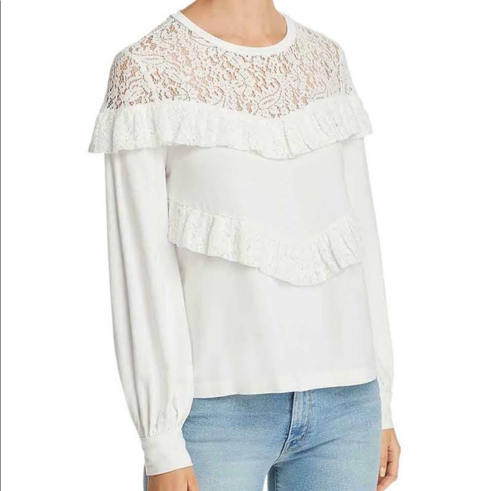 Marled Ruffle Lace Yolk Sweatshirt